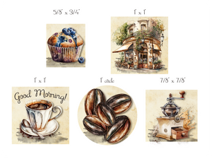 Coffee-Themed Refrigerator Magnet Set (A)