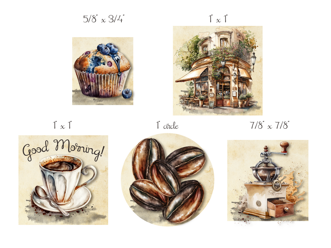 Coffee-Themed Refrigerator Magnet Set (A)